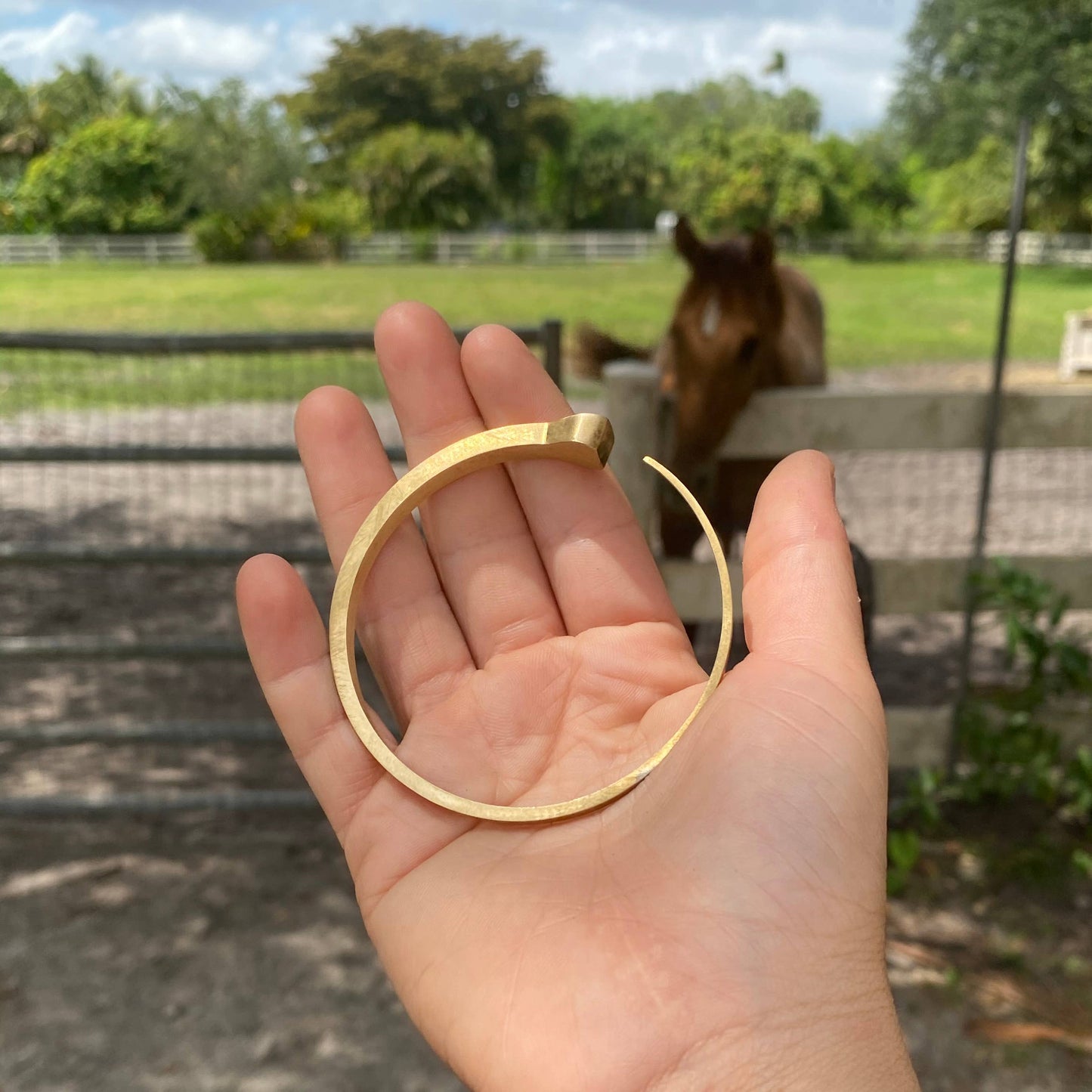 Bronze Horseshoe Nail Bangle