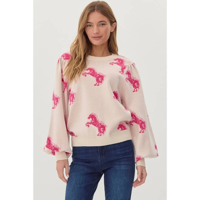 Horse print knit sweater top