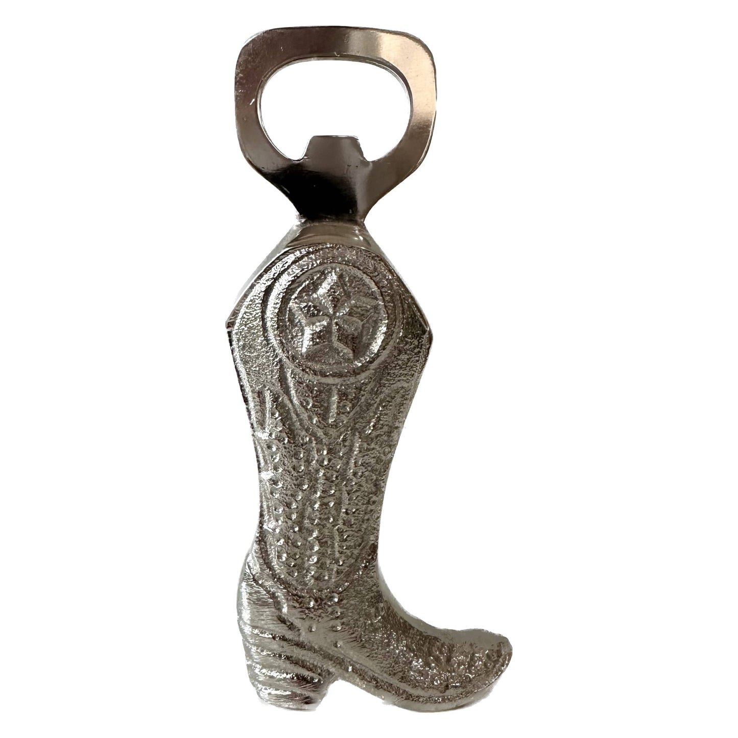 Nickel Etched Cowboy Boot Bottle Opener