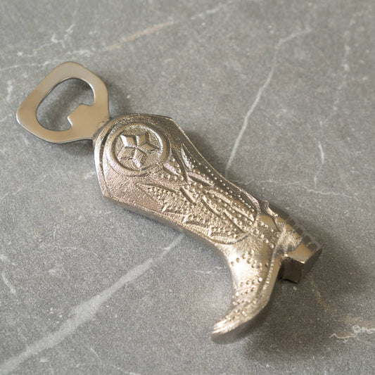 Nickel Etched Cowboy Boot Bottle Opener