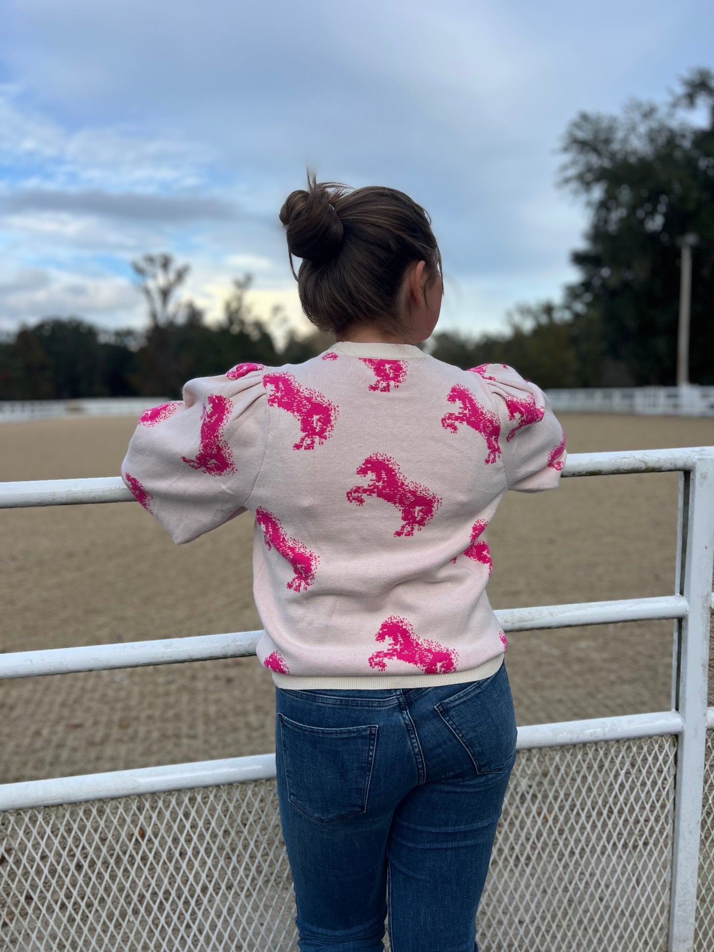 Horse print knit sweater top