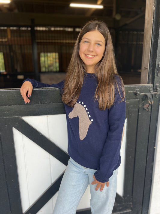 Sweater- Navy Horse