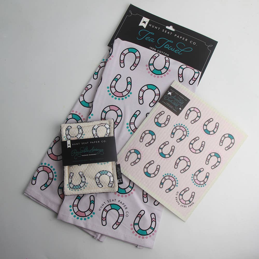 Thundering Hooves Horseshoe Tea Towel - Equestrian Gifts