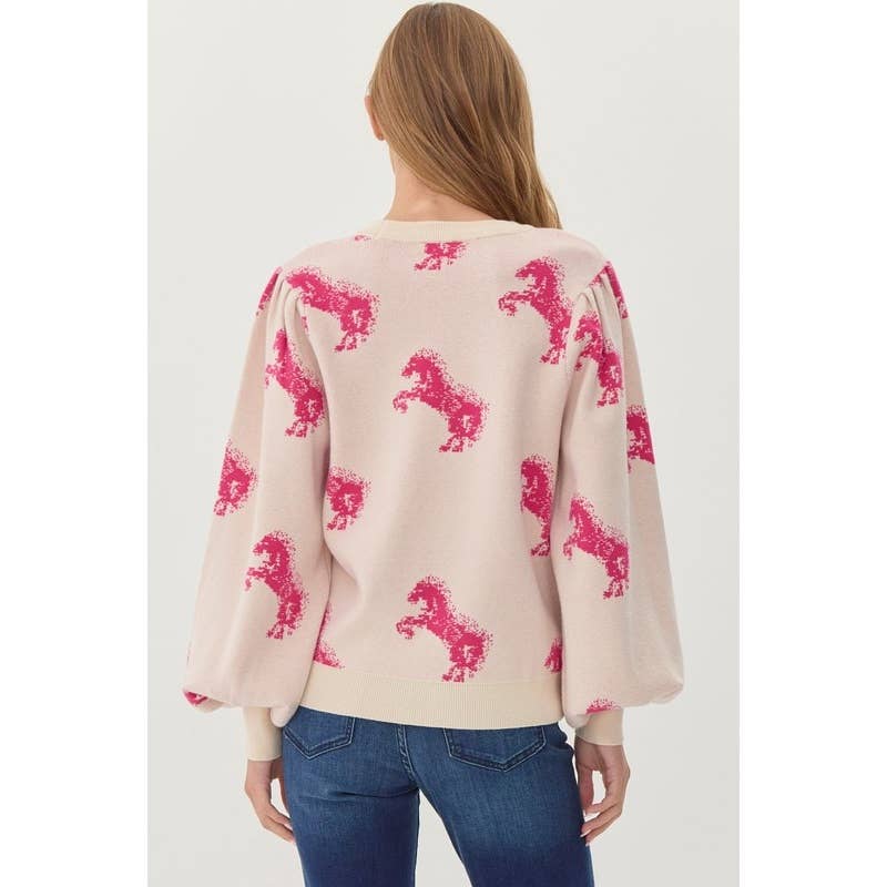 Horse print knit sweater top